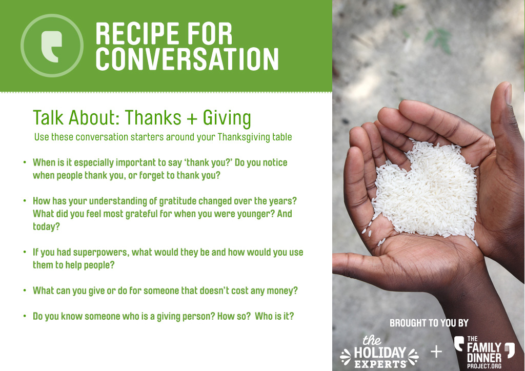 The Family Dinner Project: Your Holiday Conversation Experts!